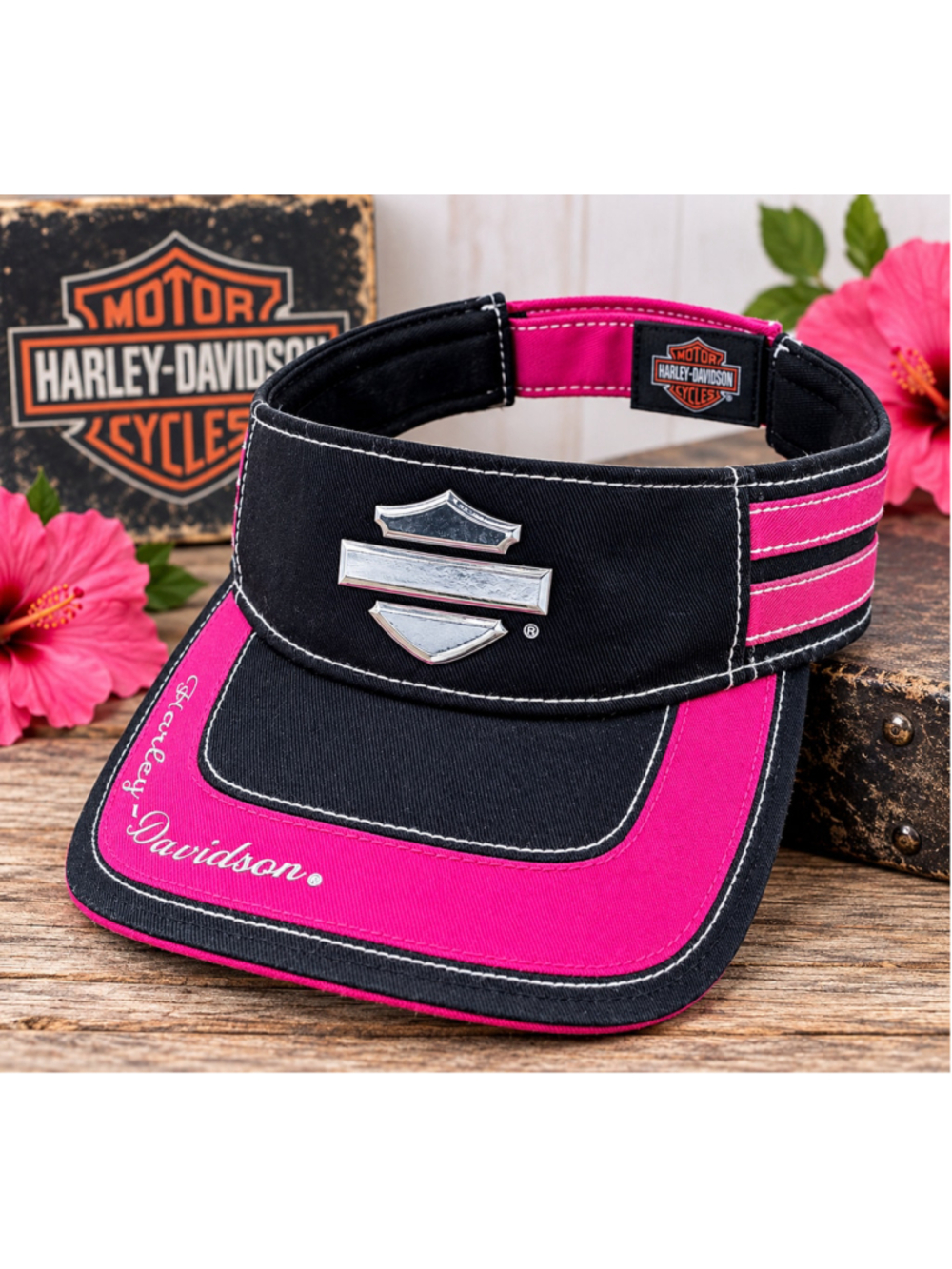 Women's Harley-Davidson Visor Hat One Size Black Pink